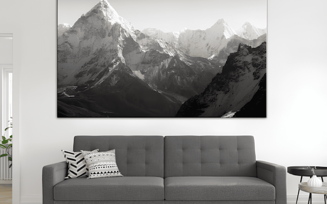 Best Manufacture of Canvas Wall Art Prints With Black and White Mountains